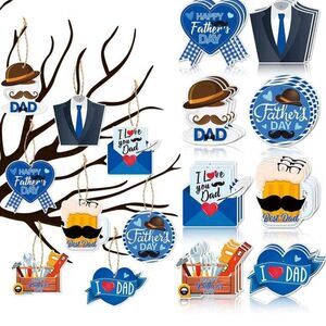 32 Pcs Father's Day Tree Hanging Ornaments Happy Father's Day Pendant with Rope